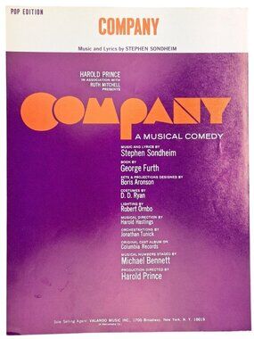 Vintage Company Sheet Music Stephen Sondheim 1970 Musical Comedy Pop Edition